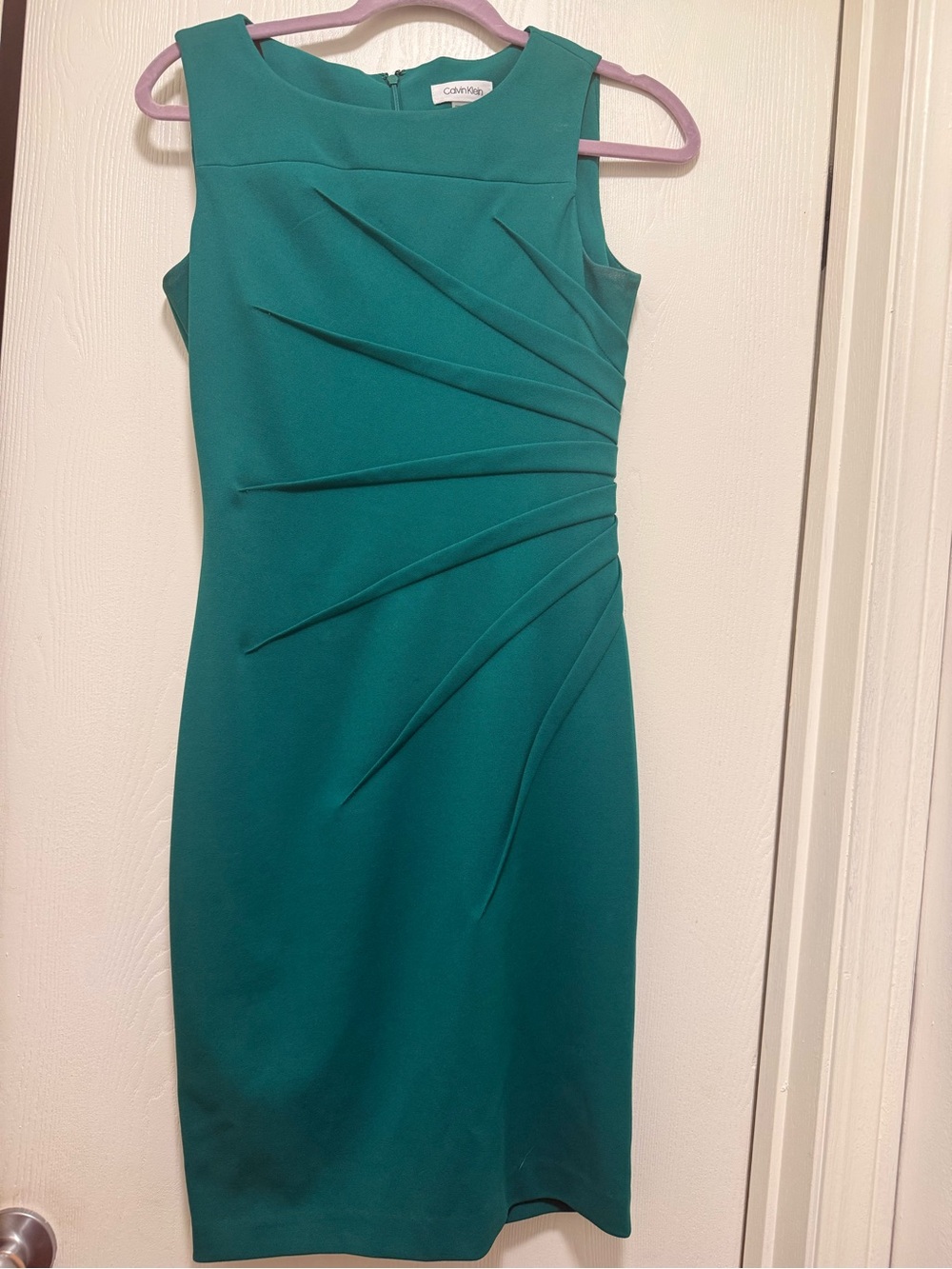 Calvin Klein Teal Pleated Sheath Midi Dress Like New